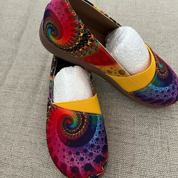 Multicolor slide on shoes.  So very cute with a solid color little dress. - Picture 2 of 4